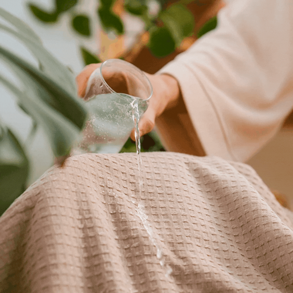 water beading off protected blanket