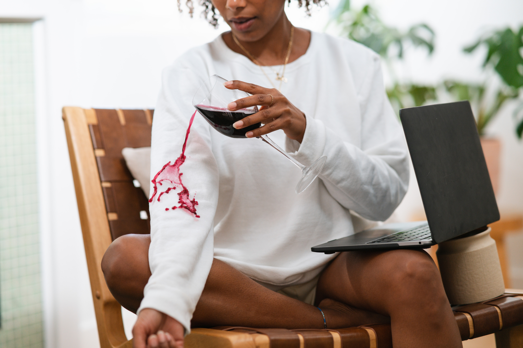 Wine Being Spilt over protected shirt