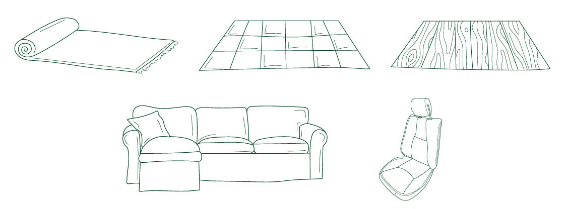 carpet, tile, wood, couch, car seat icons