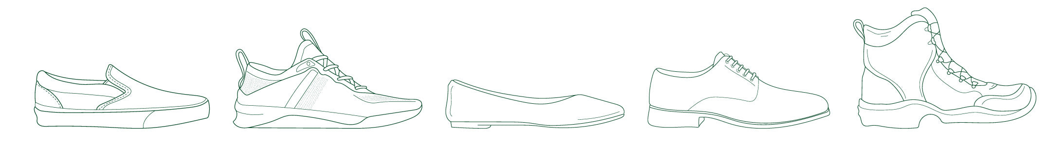 slip ons, running shoes, flats, dress shoes, boots icons