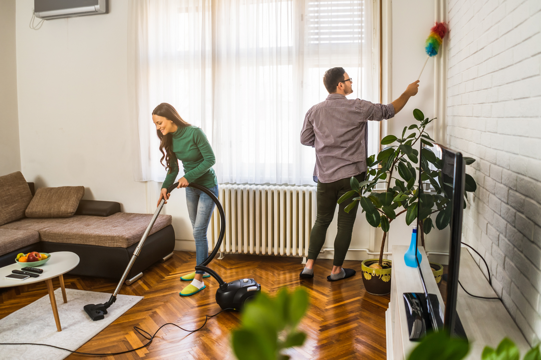 Couple Cleaning Together