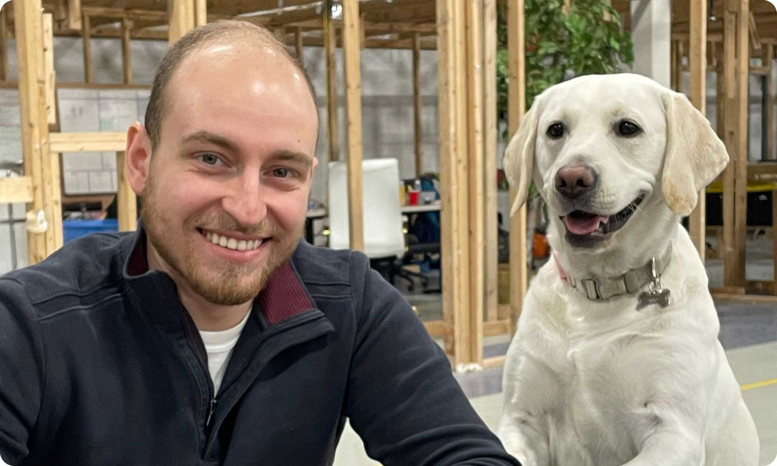 David Zamarin CEO of DetraPel and his lab dog named Sunny