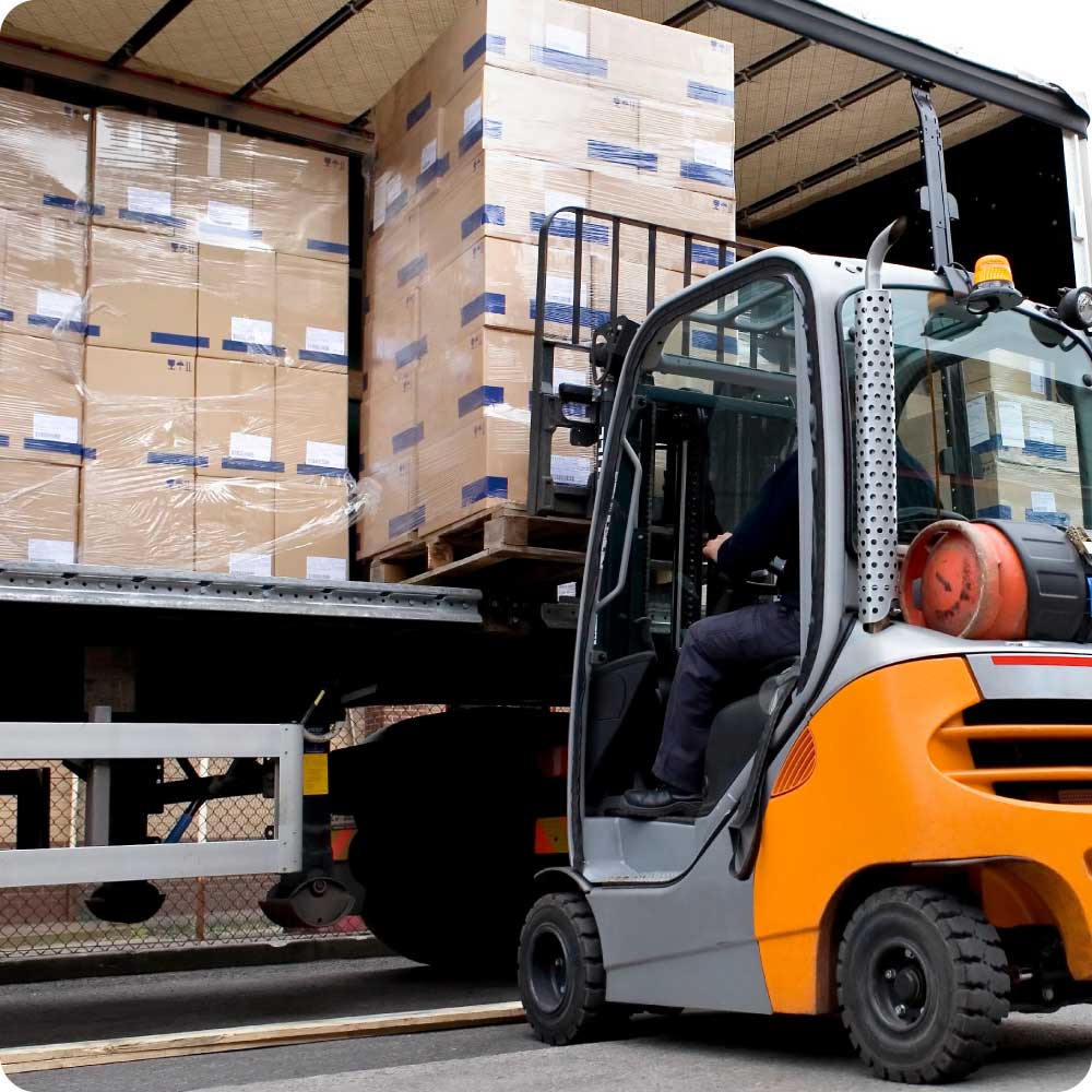 forklift loading retail shipment at ProofPlus warehouse