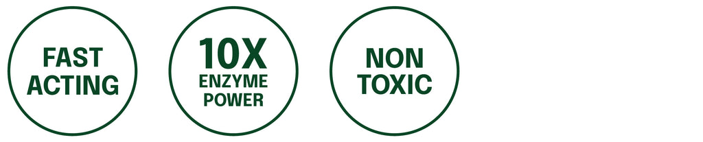 fast acting icon, 10X enzyme power icon, non toxic icon