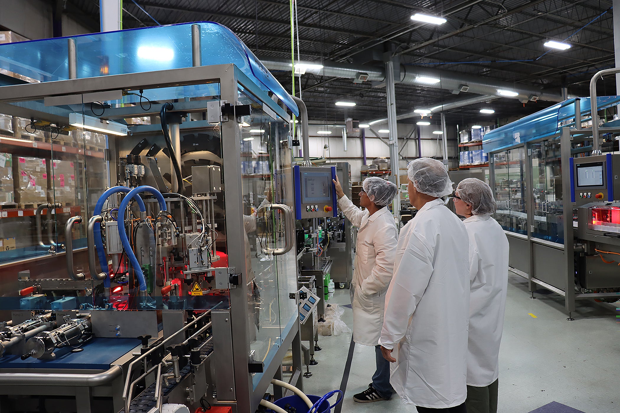 manufacturing bottle filling machine at DetraPel's warehouse 